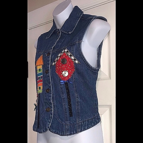 Rama of USA Appliqué BIRDHOUSE Denim Vest - S - Picture 6 of 8